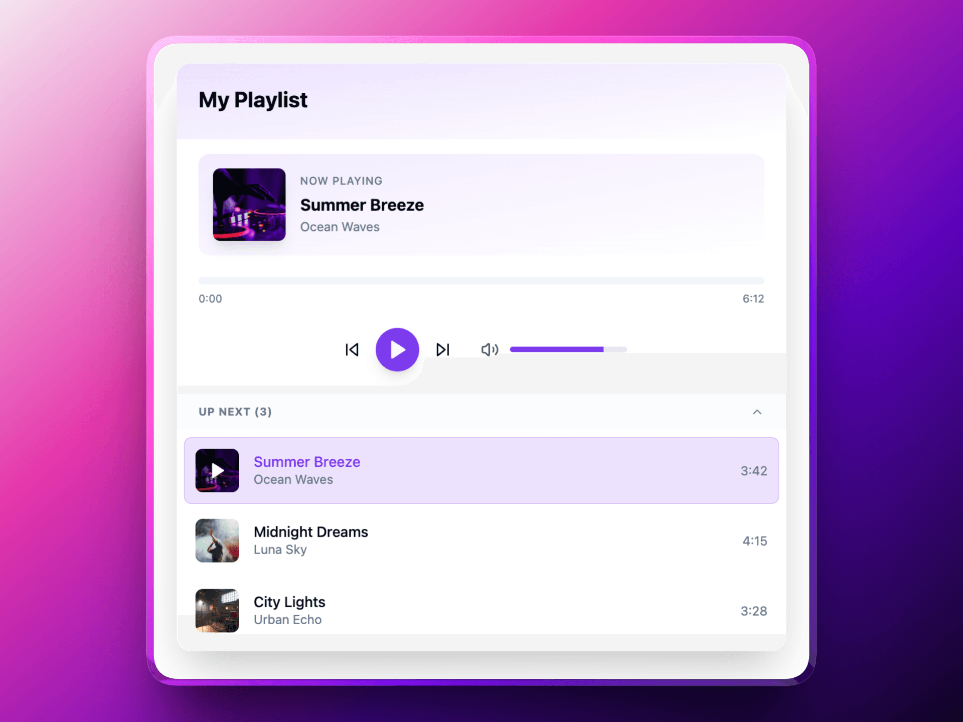 Minimal Audio Player